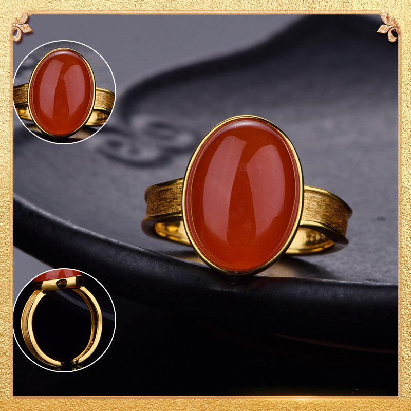 New Chinese-style South Red Agate Ring
