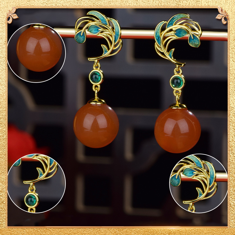 Enamel Phoenix - tail Earrings