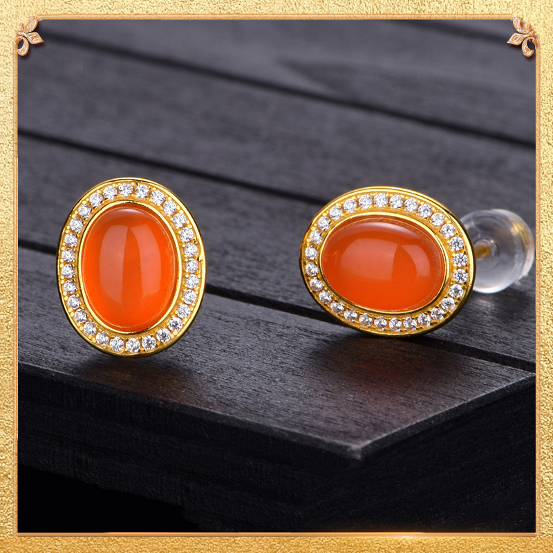 South Red Agate Fortune-Bringing Studs
