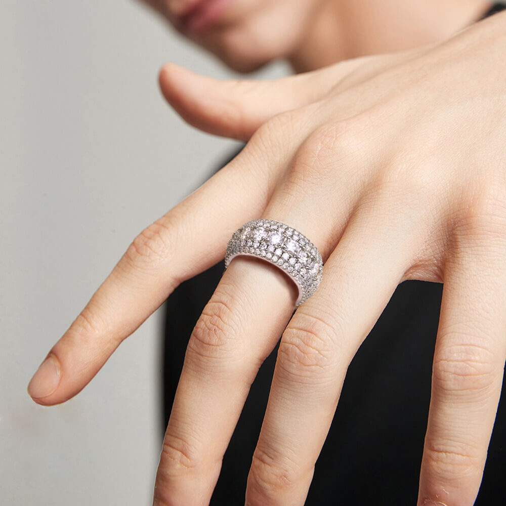 Hip Hop Iced-Out Moissanite Ring | S925 Sterling Silver | Luxury Statement Jewelry