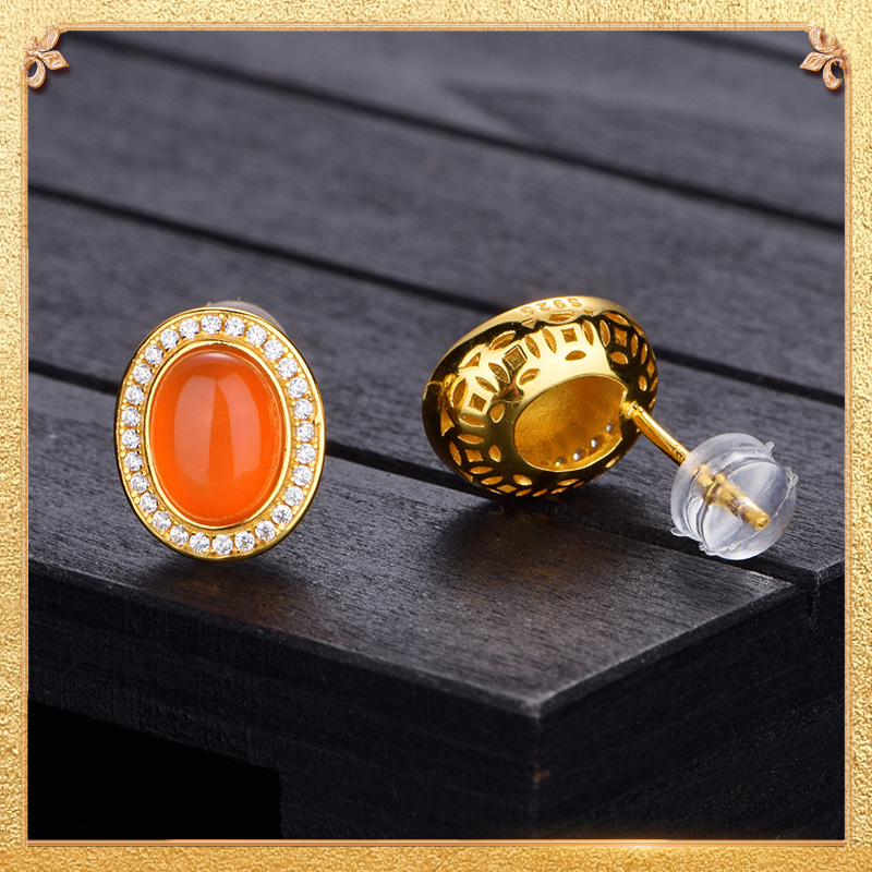 South Red Agate Fortune-Bringing Studs